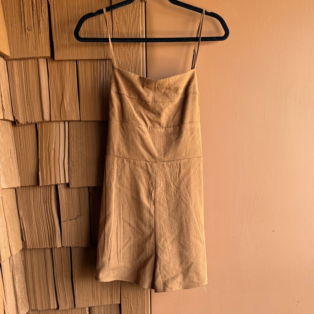Camel Brown Spaghetti Strap Romper